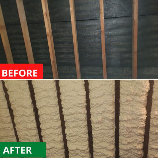 Before and after spray foam insulation project in Michigan