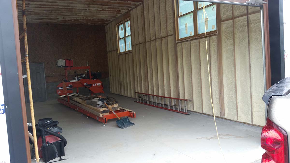 Garage spray foam insulation project in Michigan