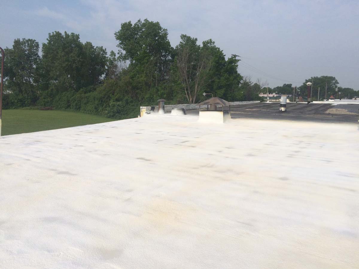 SPF flat roofing project in Bloomfield Hills Michigan